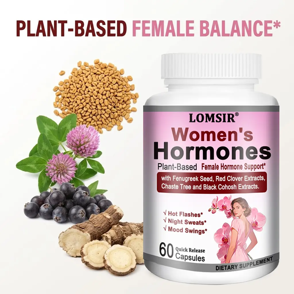 Estrogen Supplement for Women - Plant-Based Female Hormone & Menopause with Fenugreek Seed & Red Clover and more - Mood and Energy Health Support, 60 Capsules