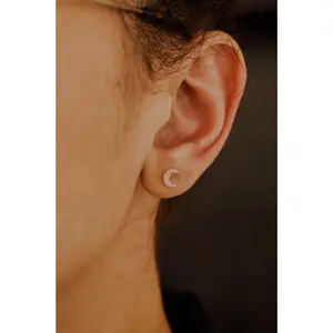 Moon Stud Earrings, Gold Fill, Rose Gold Fill or Sterling Silver