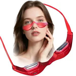 Under Eye Red Light Therapy Massager, Red Light Therapy Eyelift Device with Microcurrent - Under Eyes Glasses Treatment for Eye Bags, Dark Circles, Puffiness, Wrinkles & Fine Lines