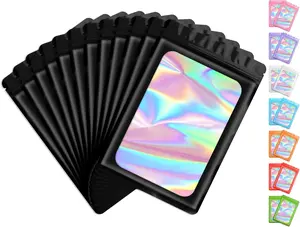 Holographic Shiny Mylar Plastic Resealable Bags, 100-Pack Multi-Size Smell-Proof Window Baggies with Zipper Seal, Home Organizer Storage Pouches for Food, Coffee