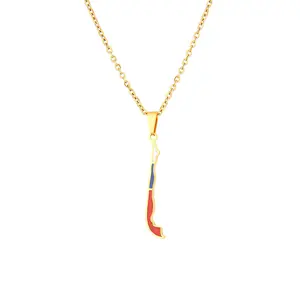 stainless steel Chile map pendants necklace Creative map necklace men's and women's couple sweater chain world necklace accessories