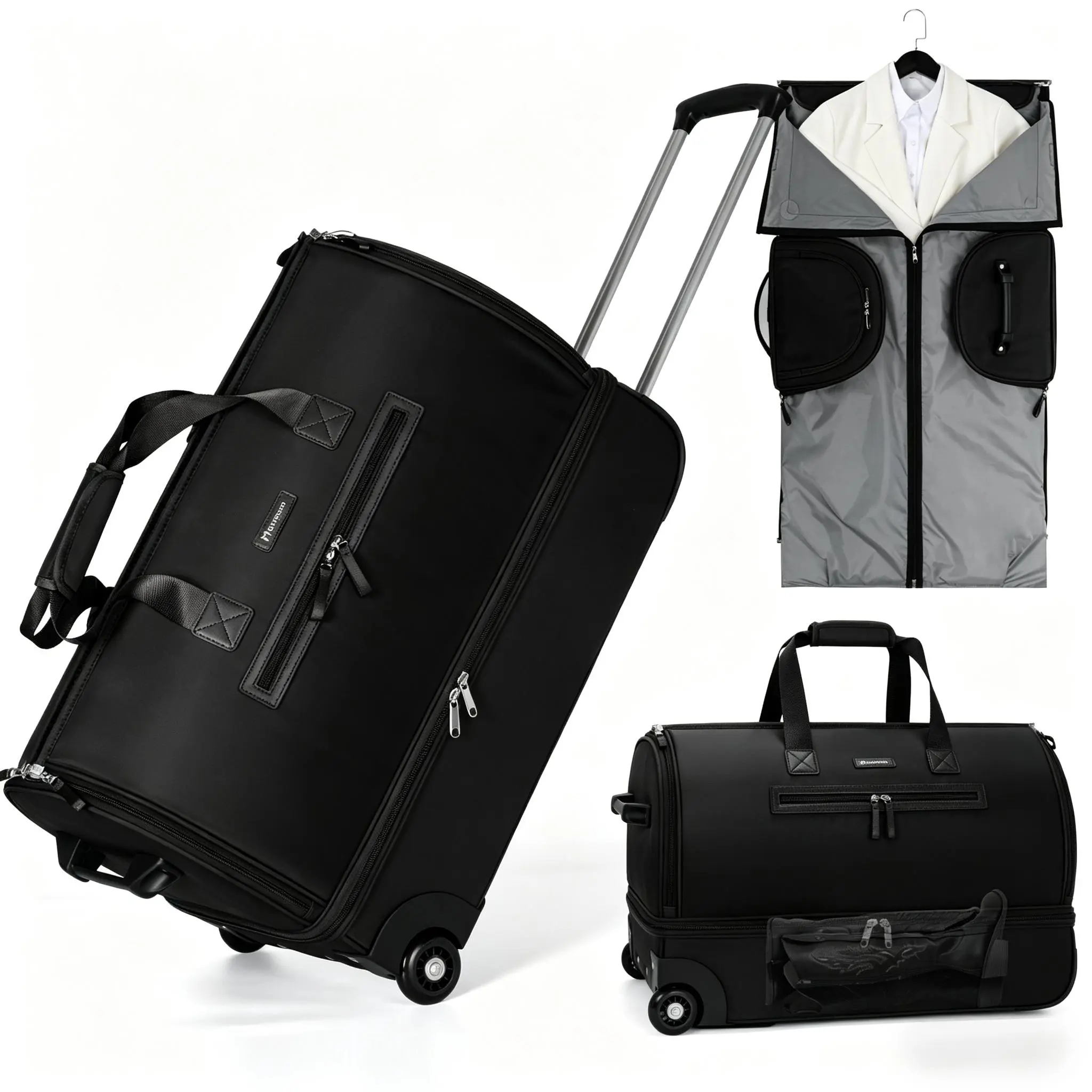 2 in 1 Modoker Rolling Bags, Large Garment Duffle Bag with Wheels,Carry on Luggage,Carry Bag,Waterproof Suit Luggage Bag for Women Men Business Travel Base Weekender,Travel essentials,personal item travel bag