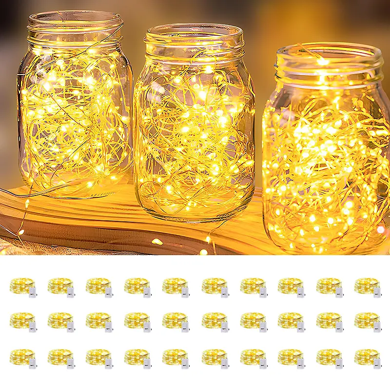30-Pack 3V Battery-Operated Warm White LED Fairy Party Lights, Batteries Included, 3-Mode Twinkle String Lights for Mason Jars, DIY Crafting, Thanksgiving Home Hanging Decor, Halloween Ideas, Mother's Day Nightlight