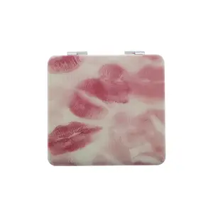 VOCOSTE 1 Pc Lips Kiss Makeup Mirror for Travel Vacation, Compact Mirror for Purses, Light Red