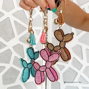 Balloon Dog Keychain with Rhinestones