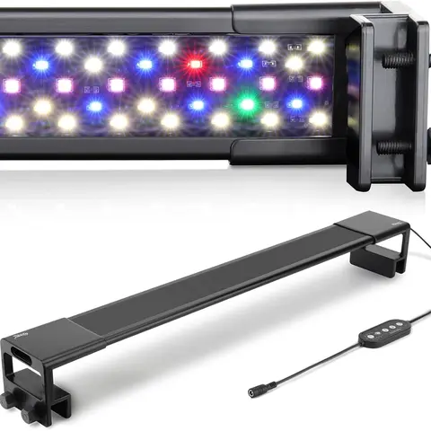 hygger Full Spectrum LED Aquarium Light for Freshwater Fish Tanks - 2-side Mount Fit, 24/7 Plant Light, Auto Timer On/Off, Multi-Color Lighting, Adjustable Brightness, External Controller, 10W,14W,18W,24W,26W,36W,48W