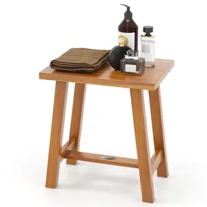 COSTWAY - Bathroom Shower Stool Teak Shower Bench for Shaving Legs and Spa Bath
