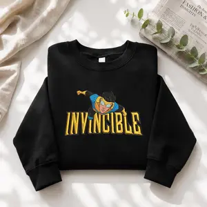 [Made in US] Invincble Comic Embroidered Sweatshirt T-shirt Hoodie, Anime Inspired Minimalist Pullover, Hero Movie Fan Gift, Universe Cartoon Tee