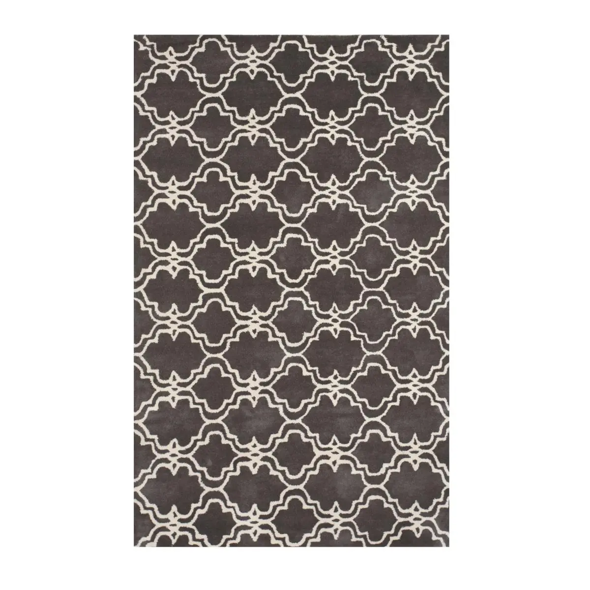 Hand-Tufted Wool Fiber Traditional Trellis Moroccan Gray Rug ME4GY5X8 - Tufting Method Indoor Decor Piece for Room Decor