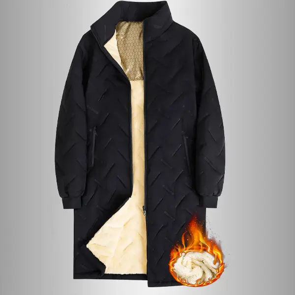 Men’s Winter Mid-Length Cotton Jacket - Sherpa-Lined Thickened, Graphene Inside for Cold-Weather Casual & Outdoor Fleece Menswear jackets oktoberfest outfit heated jacket classy outfits fleece jacket men's fall outfits zip jackets