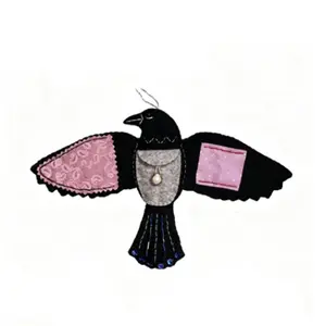 1 SET "Raven's Keepsake - Guardian of Stitches", Handmade Raven Felt Sewing Accessories Organizer, Portable Gothic Crow Sewing Case forScissors Pins Needles Thread, Symbol of Wisdom & Protection