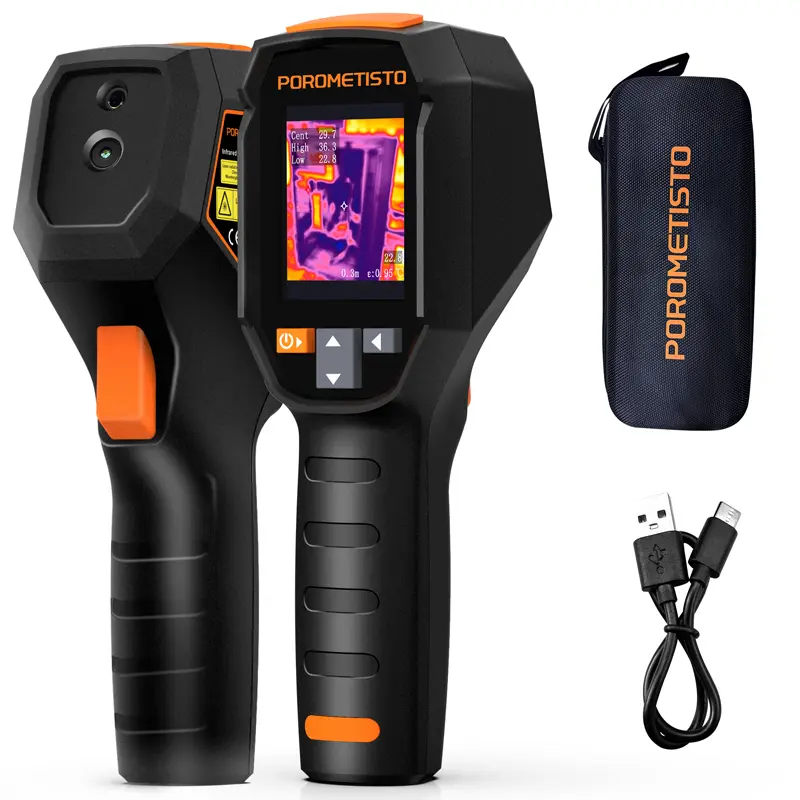 POROMETISTO TI01 Infrared Thermal Imaging Camera - 240x240 IR Resolution, 25Hz, 50°FOV, -20°C~550°C (-4°F~1022°F) for Heat Vision, Spot Electrical Faults, HVAC Leaks, Energy Loss & Car Repair， Imager， Handheld