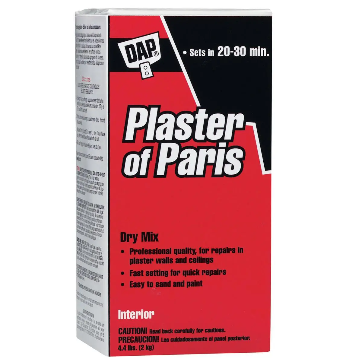 Dap Fast-Setting Plaster of Paris Dry Mix - 4 Lb Dry Powder Adhesive for Exterior Wall Patching, Model 10308