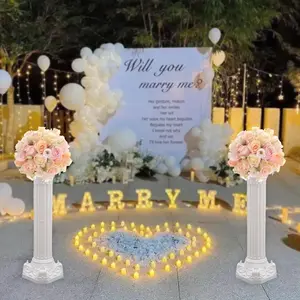 Wedding Roman Column 2pcs Roman Columns Wedding Column Stand,Wedding Landscaping Roman Pillar Plastic Greek Column Statue Plant Holder for Wedding Event Party Decorative, White Ornaments Decoration
