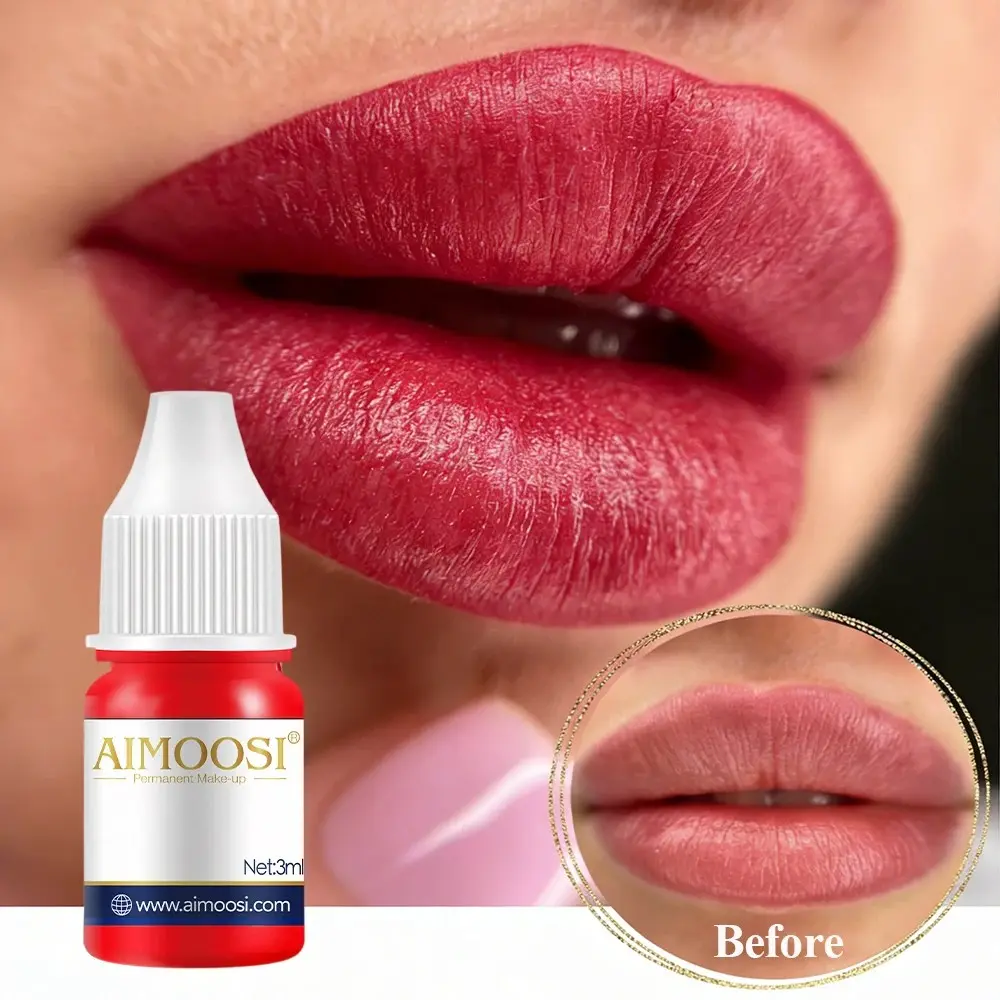 AIMOOSI PMU Lip Pigment — Pink & Red Shades for Lip Blush & Lip Tint Permanent Makeup Pigment Long-Lasting Glossy Color for Professional Microblading Artists