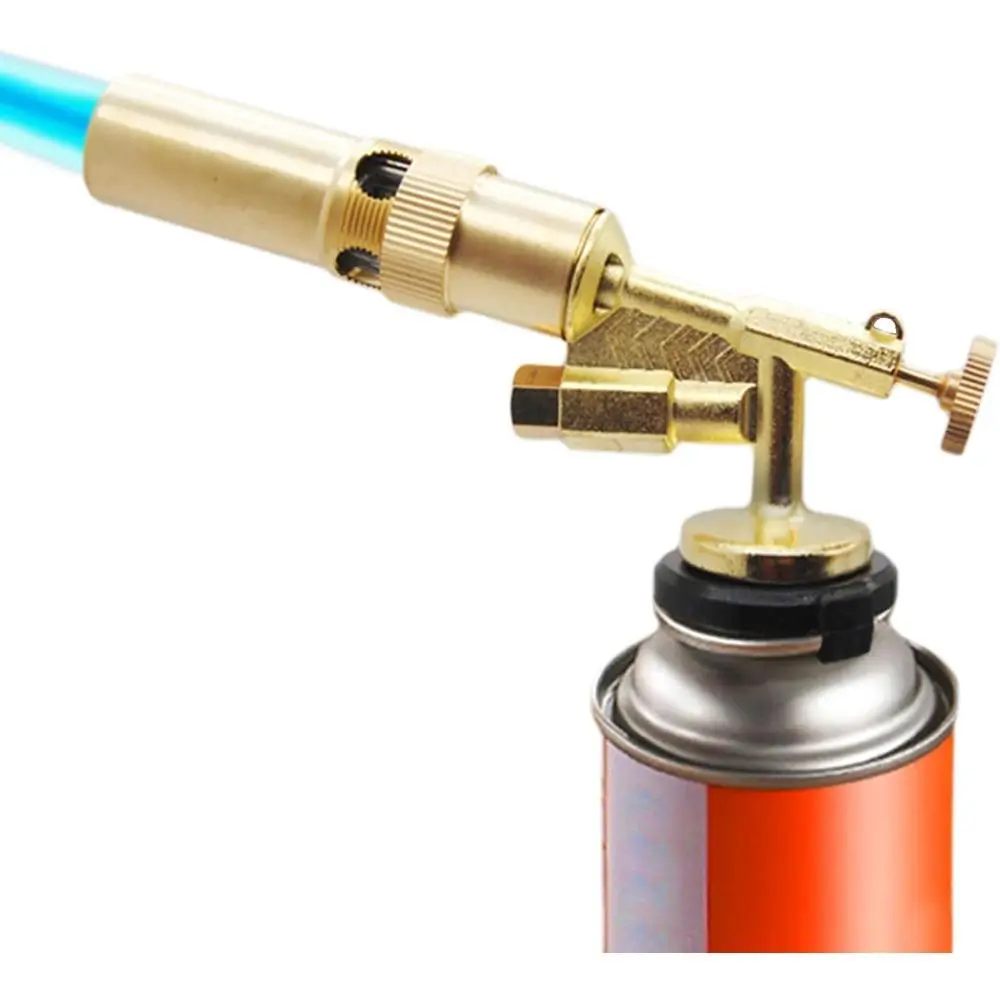 Copper Alloy Handheld Butane Torch Head - Adjustable Flame Control Kitchen Torch, Blow Lighter for Culinary Cooking Uses, BBQ, Soldering & Decorating Cookware