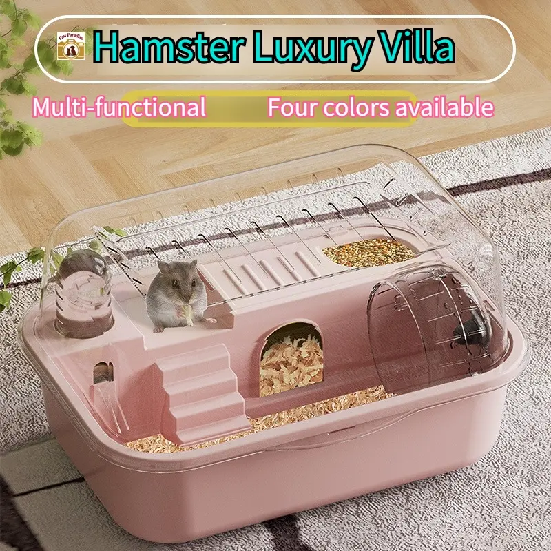 Oversized Hamster Luxury Villa | Multi-Function Enclosed Golden Hamster Cage | Fully Equipped Small Pet Habitat Enclosure | Multi-Color Options | Hamster Cabinet Habitat | Animal Enclosure