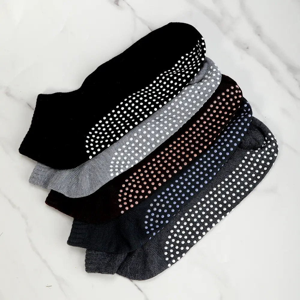 Women's Low Cut Ankle Length Cotton Fibers Socks - 5 Pairs Premium Unisex Anti-Slip, Sweat-Absorbent, Breathable, Comfortable with Dotted Grip for Yoga, Home Workout, All-Seasons