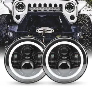7 inch 80W LED Halo Headlights with DRL & Turn Signals for 1997-2018 Wrangler JK CJ TJ Ultra Bright LED Headlight Upgrade Kit