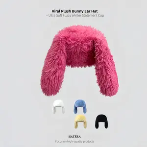 Viral Plush Bunny Ear Hat – Ultra Soft Fuzzy Winter Statement Cap The oversized fluffy ears instantly elevate any outfit and make you stand out on TikTok, Instagram, or in real life. long bunn year hat furry  beanie
