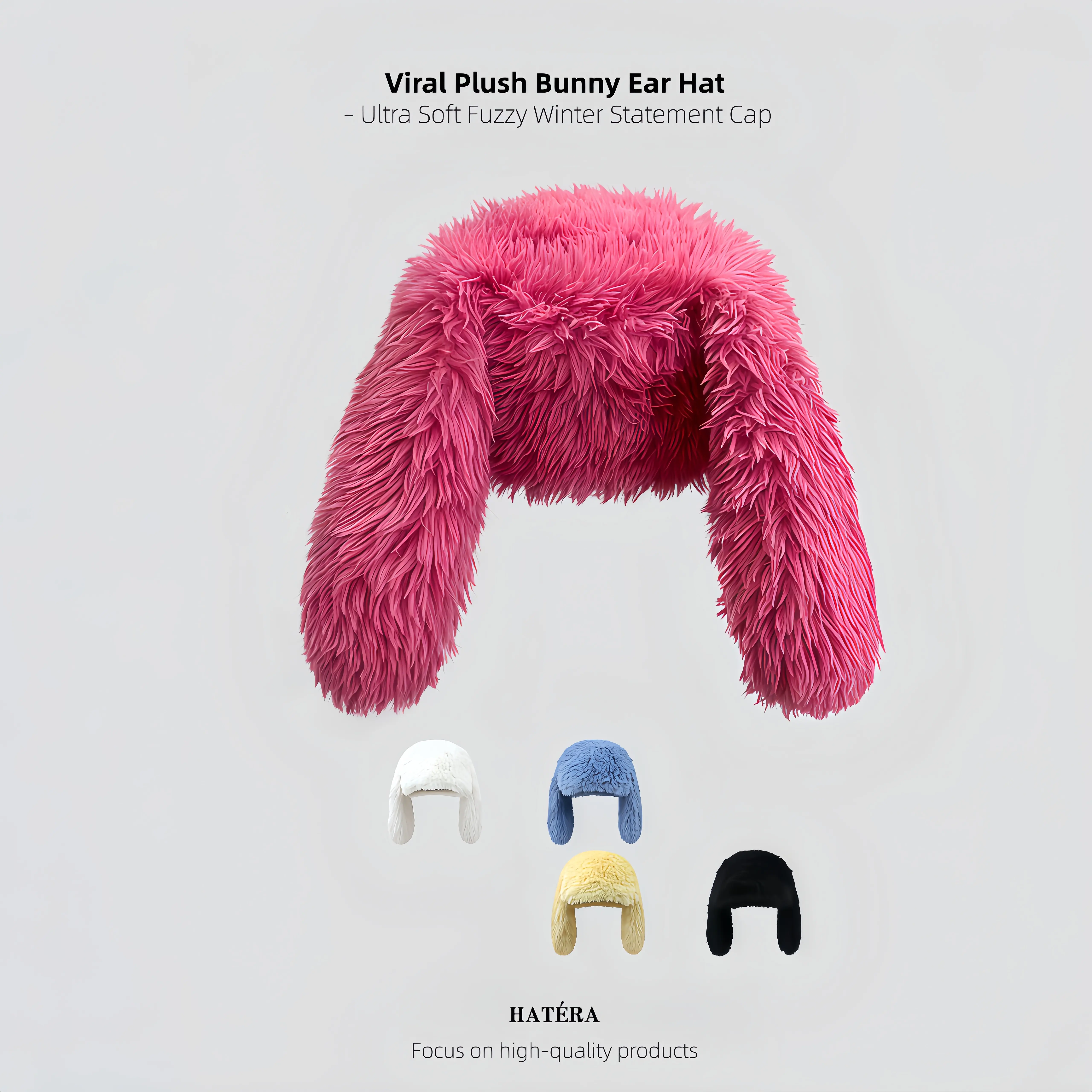 Oversized Bunny Ears Beanie - Ultra-Soft Fluffy Plush Winter Hat, Cute Streetwear Statement Piece, Funny Gifts Accessories, School, Animals, Everyday Use, Polyester, Casual Wear, Party, Furry Hat, Daily