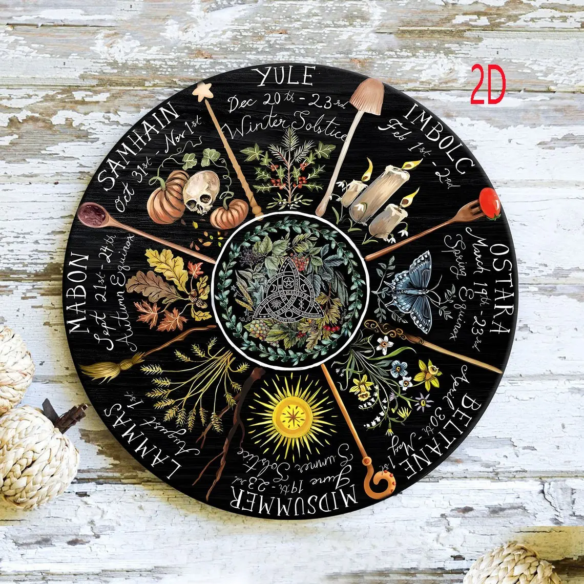 2D, Wheel Of The Year, Pagan Calendar, Waldorf Calendar, Witchcraft, Wicca, Witch, Grimoire, Witchy, Montessori Calendar, Home Decor, Game Decoration, Fantasy Decorations, Wiccan, Moon Phases, Home Decor Gift, Cultural Events
