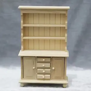 Miniature Dollhouse Playhouse Furniture Set, 1:12 Scale Display Cabinet, Three-Tier Storage Unit with Dual Doors, Perfect for Collectors