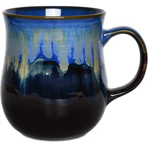 Large Ceramic Coffee Mug, Blue Big  Cup for Office and Home, 21 Oz, Dishwasher and Microwave Safe, 1 count