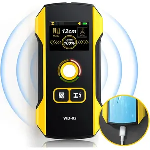 WD-02 Wall Detector Stud Finder Portable Precise Positioning TFT Display AC Live Cable Wires Metal Wood Stud Wall Scanner Tool Hardware with Clear Depth Gauge and Audible Alerts