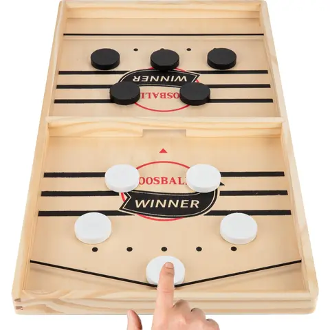 Handcrafted Wooden Sling Puck Board Game Set - Solid Wood Compact Tabletop Fun Board Games, 2-Player Fast-Paced Slingshot Battle with 2 Reinforced Elastic Bands, All Ages Unisex Pick, Durable for Long Matches, Outdoor/Indoor Activity, Boost Quick Reflexes