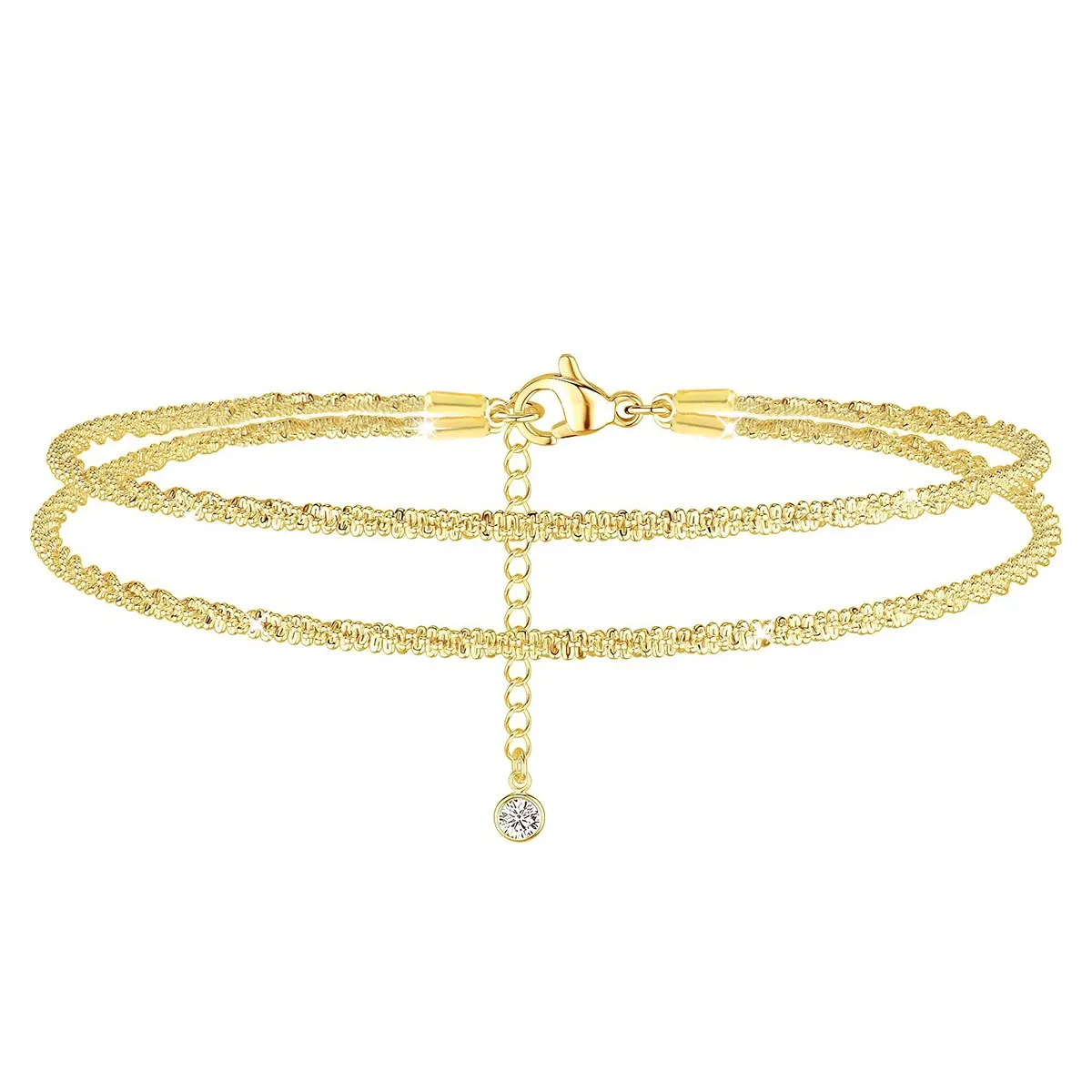 2026 Dainty Layered Waterproof Anklet For Women Adjustable Womens Anklet Set Stackable Figaro Beaded Cuban Link Anklets Daily Clothing Decor For Beach Summer Trendy All-match & Exquisite Jewelry For Christmas New Year Decoration