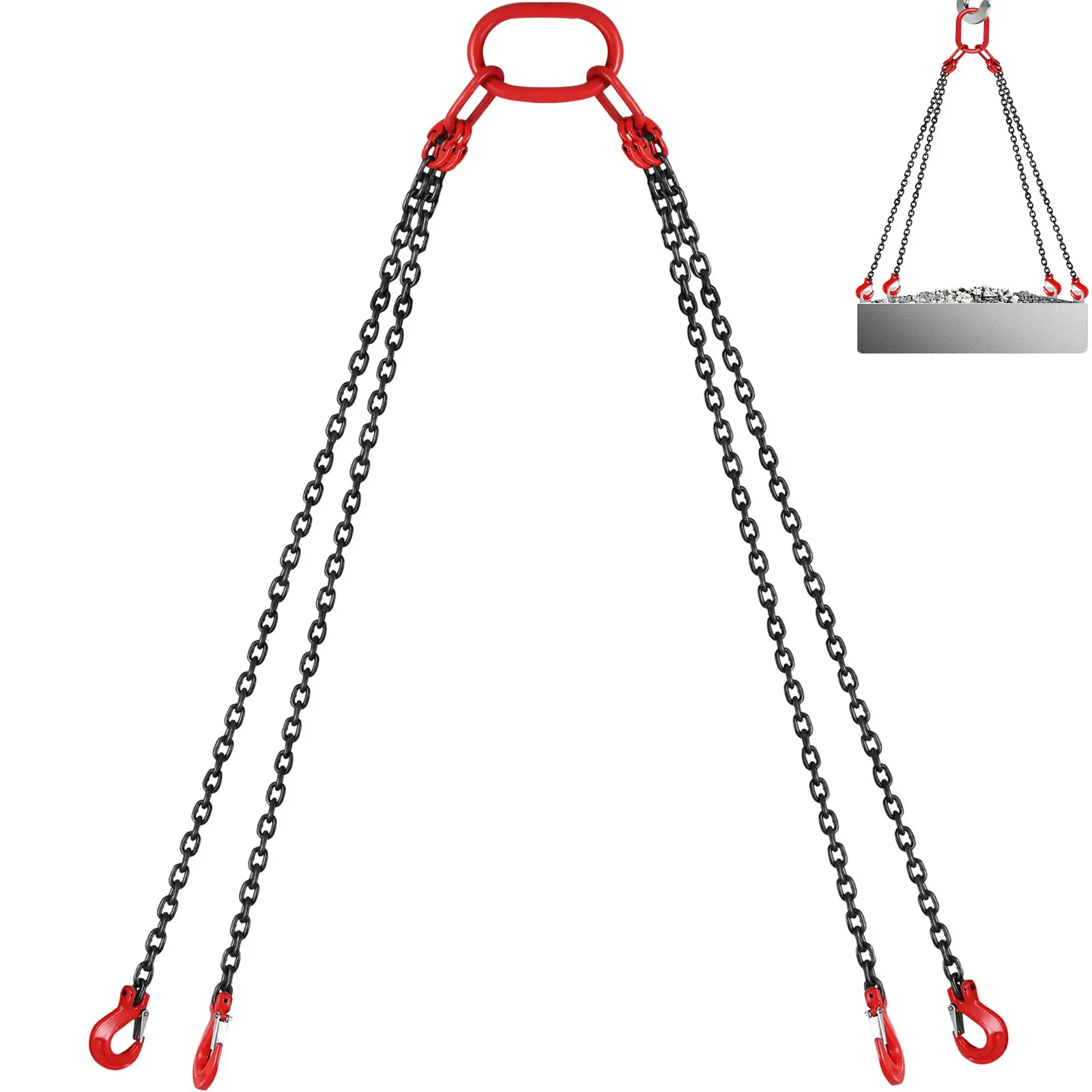 【Summerfinds】VEVOR  Chain Sling, 5/16 inch x 10 ft Lifting Chains with Hooks, G80 Engine Chain Hoist Lifts, 11000 lbs/5 Ton Capacity Lifting Sling Chains for Engine Hoist, Engine Lift Chain with 4 Leg Grab Hooks, Butterfly Buckle, Clevis Hook
