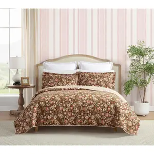 Laura Ashley Marta Brown Twin Quilt Sham Set