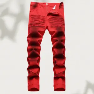 printed jeans stretch casual slim fit trousers,  red and black printed whisker stretch slim fit jeans casual trousers, jeans vintage casual slim fit trousers, black  jeans,  street stretch jeans pocket denim jean jun  bao  ss  jeans  All Ripped Men's y2k