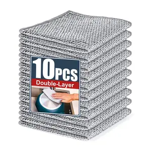 Reusable Silver Color Double-sided Mesh Dishwashing Cloths, 10/20Pcs Multi-Purpose Cleaning Rags Wipe for Kitchen Bathroom Dining Room, Durable and Easy Clean, Ideal Efficient Cleaning Solution for Removing Grease and Grime