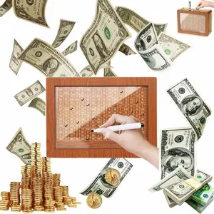 Wooden Cash Saving Box, Piggybank, 1/20pcs Cash Saving Challenge Money Organizer Box, Gift for Friends