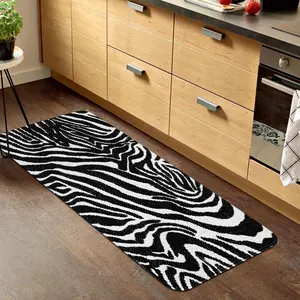 Zebra Stripe Pattern Kitchen Rug, 1 Count Non-slip Soft Kitchen Mat, Decorative Carpet for Home Kitchen Living Room Bedroom Hotel Dining Room
