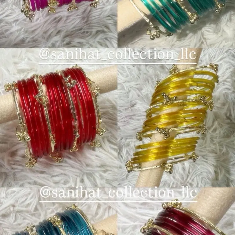 16-Piece Jelly Glass Bangles Set with 4-Piece Kashmiri Ghungroo, Fashionable Bracelet, Casual Trendy Costume Jewelry Accessory for Festivals, Weddings