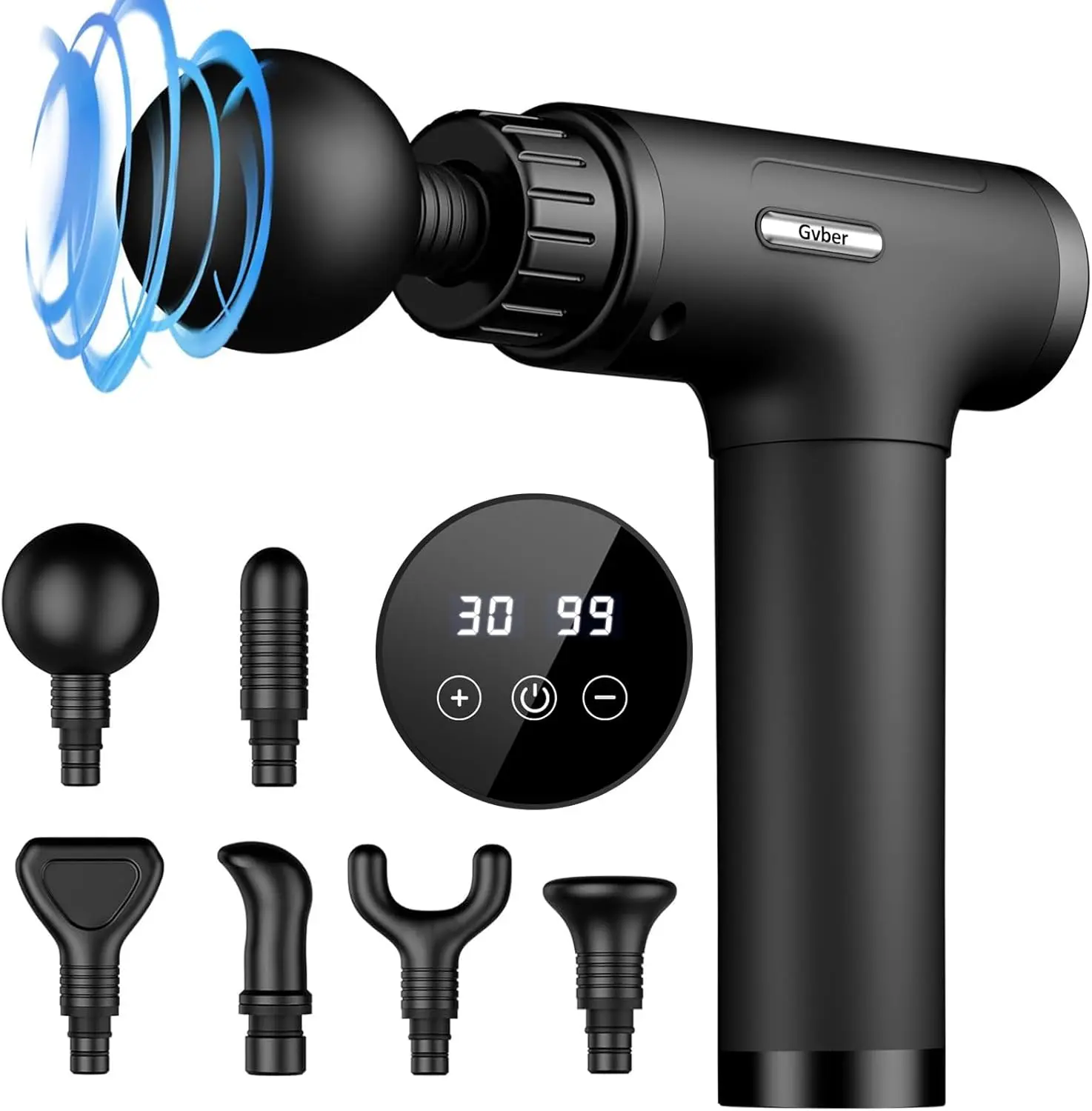 Portable Massage Gun X6, Deep Tissue Massager for Neck Back Knee Foot Muscle Pain Relief, Electric Percussion Massager with 30 Speed Levels, 6 Interchangeable Massage Heads, LED Display, Ideal Gift, Dorm Essentials