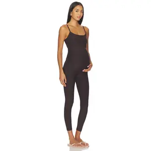 Beyond Yoga Spacedye Up Level Maternity Jumpsuit in Dark Chocolate Heather