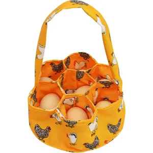 Egg Basket Canvas Collecting Holder with 7 Pouches, Extended Handle, Farm  Egg Carrier for Chicken Duck Goose Eggs, Orange