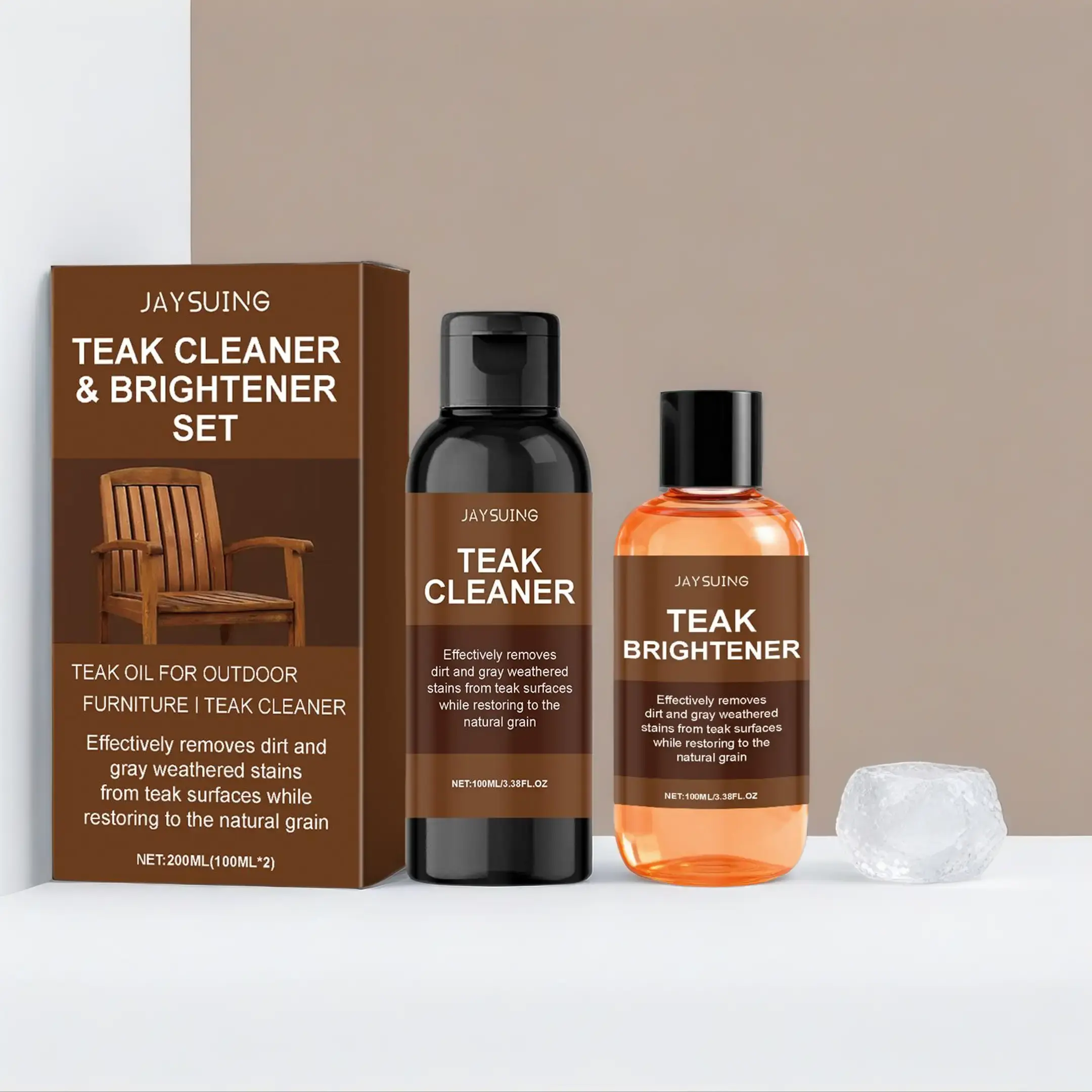 Jaysuing Teak Wood Care Kit – Furniture Cleaner & Polish, Wood Grain Restoration, Stain Removal & Daily Wood Maintenance Set