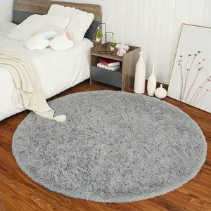 [Black Friday & Cyber Monday]Round Rug 5Ft White Circle Area Rug, Aesthetic Room Decor, Fluffy Fuzzy Bedroom Carpet, Plush Soft Shaggy Living Room Rugs for Kids Home Decor, Nursery