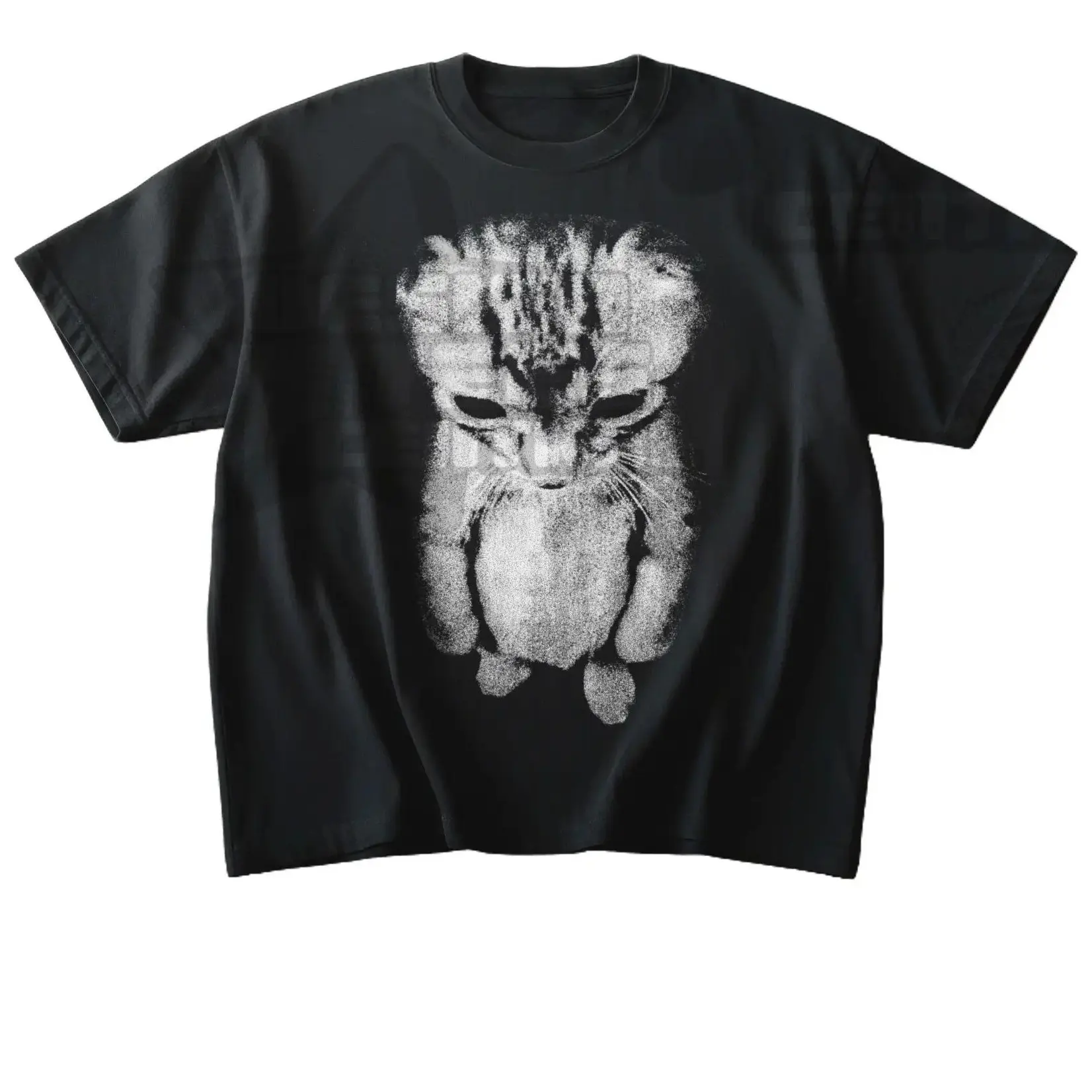 Unisex Sad Cat Meme T-shirt, 100% Cotton Streetwear Graphic Top, Funny Casual Shortsleeve Animal Print Shirt, Round Neck, Menswear, Meme Shirts Funny