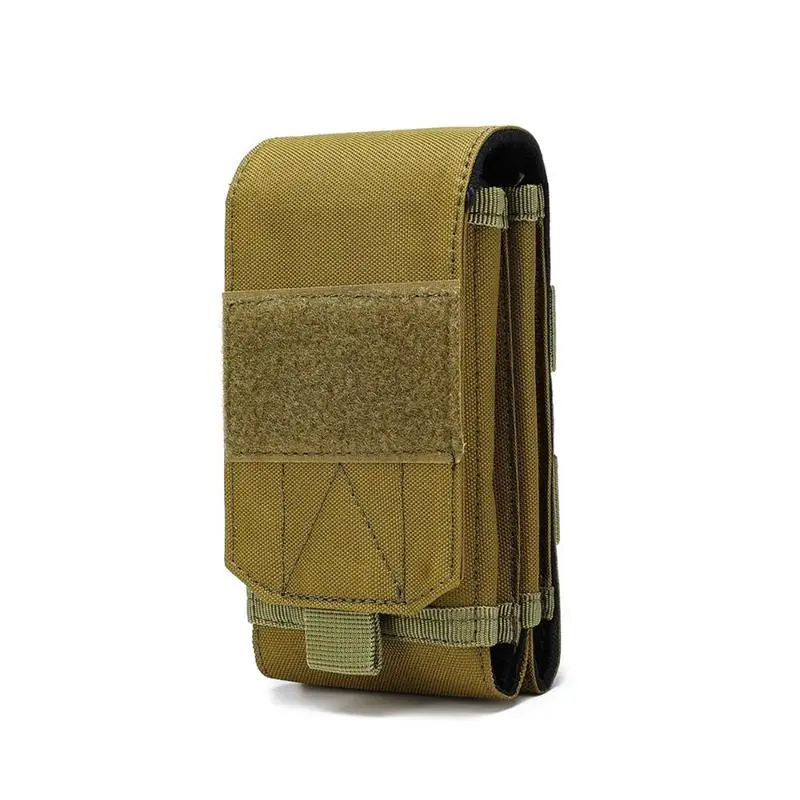 Men's Tactical Molle Webbing Phone Pouch - Waterproof 600D Nylon Waist Bag with Chic Hook-Loop Closure, Athletic EDC & Camping Use, Backpack Attachment, Laces, Minimalist, Phone Holder, Plain, Phone Holders