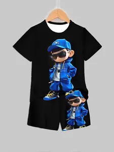 Luxury Trendy Style | Kids Set, Blue Spider Boy Print, Skin-friendly 2-Piece Set