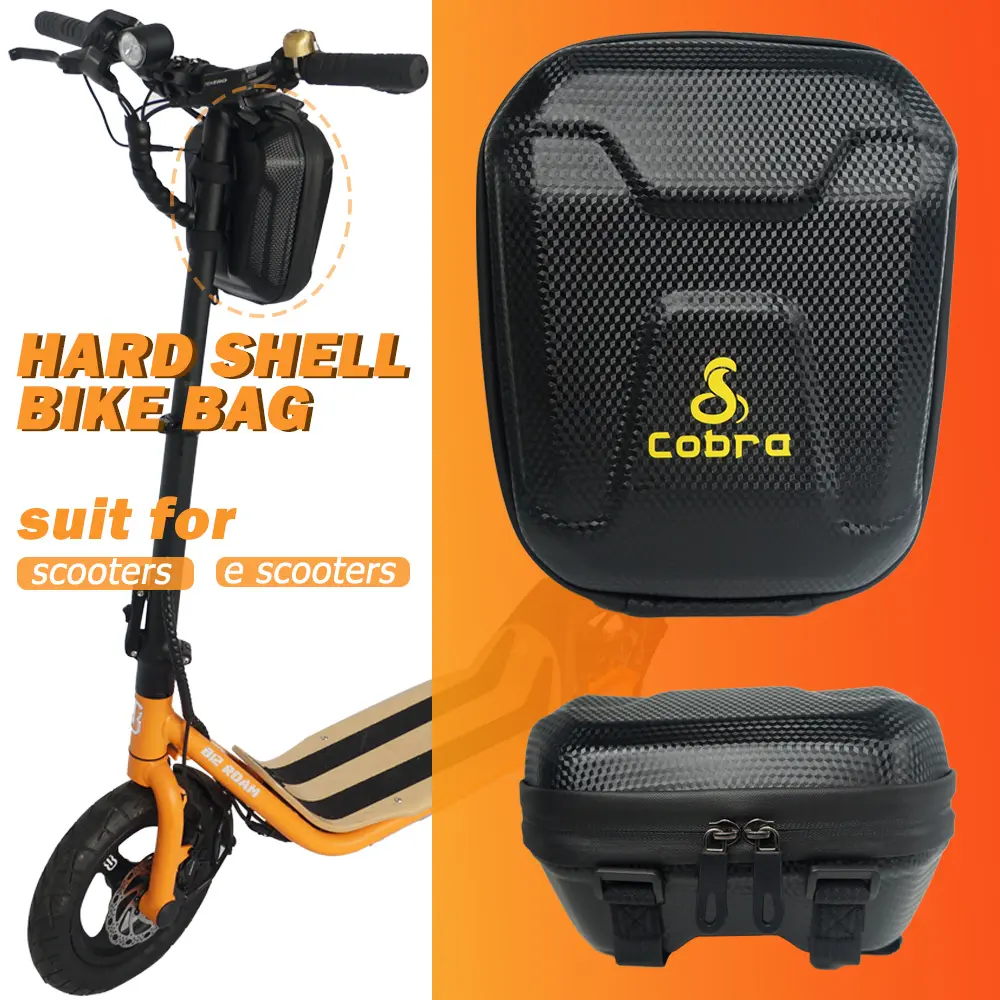 Cobra Hard Shell Bag EVA Waterproof 5L/6.7L Capacity Electric Scooter/Folding Bike/Mountain Bike/Road Bike Handlebar Storage Bag with Mesh Pockets & Keychain