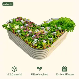 Vego Garden 17" Tall L-Shaped Standard Size Raised Garden Bed Kit Standard Size for Corners with Weaving Planter Basket & Flower Basket