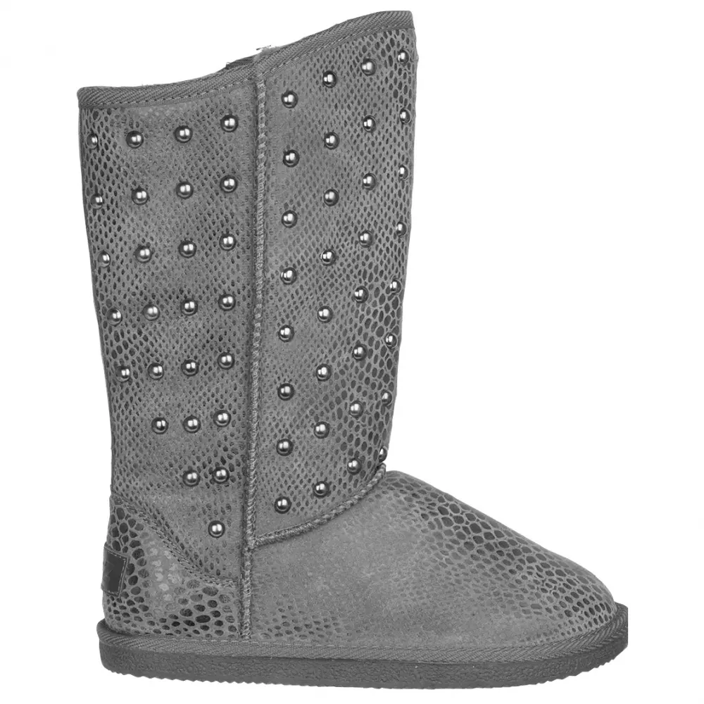 Lugz Womens Kimi Studded Round Toe Pull On Casual Boots Mid Calf - Grey