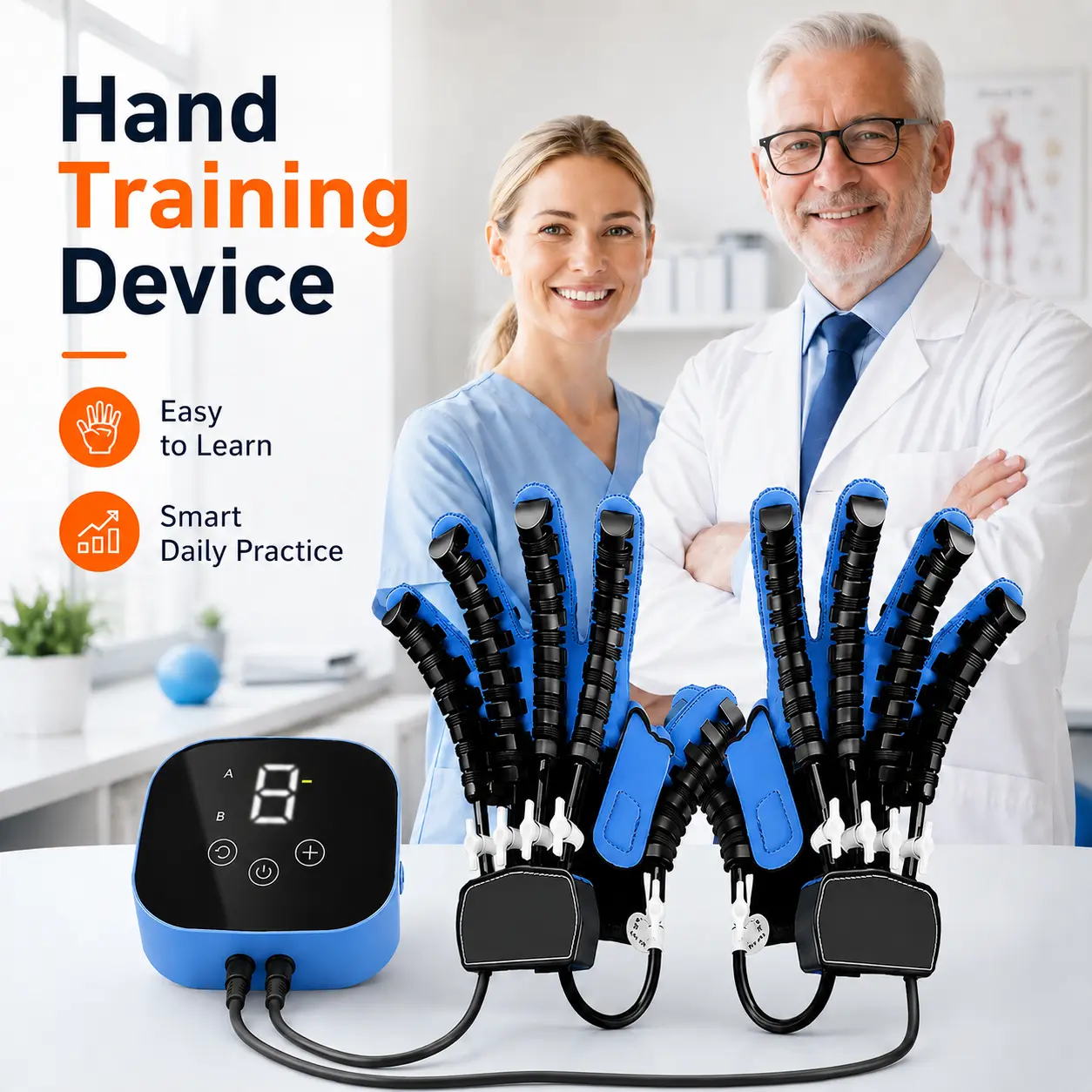 Powered Bionic Rehabilitation Robot Glove - Hand Flexion Trainer for Hemiplegia Stroke Patients, Mirror Therapy Support, Motor Cortex & Postoperative Rehab Assistive Device